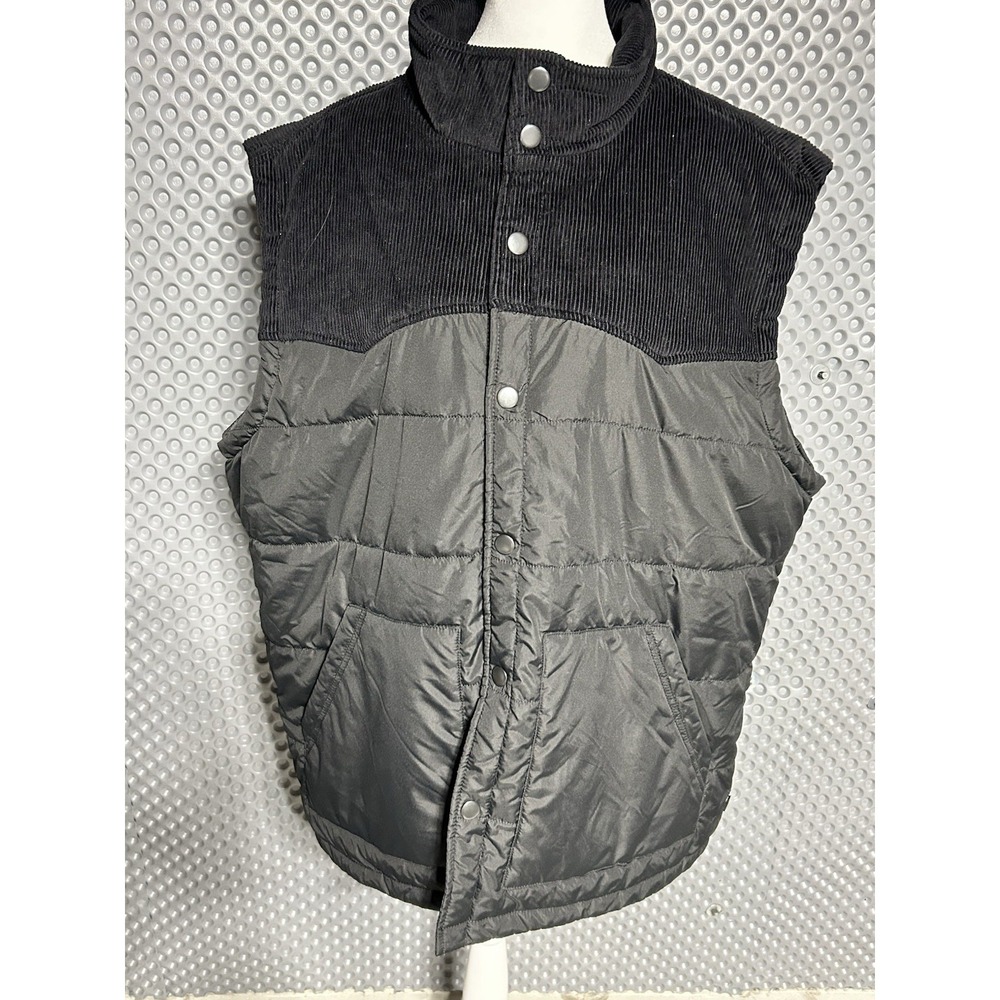 Men's Union Sea WA Puffer Black /Corduroy Vest Snap‎ Closure Sz XXL